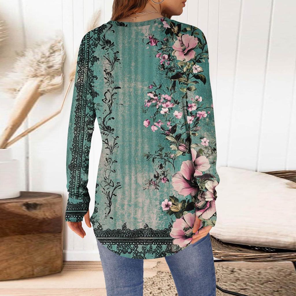 Womens Oversized Sweatshirt Graphic Sweater Long Sleeve Drop Shoulder Round Shirt Tops Vintage Clothes
