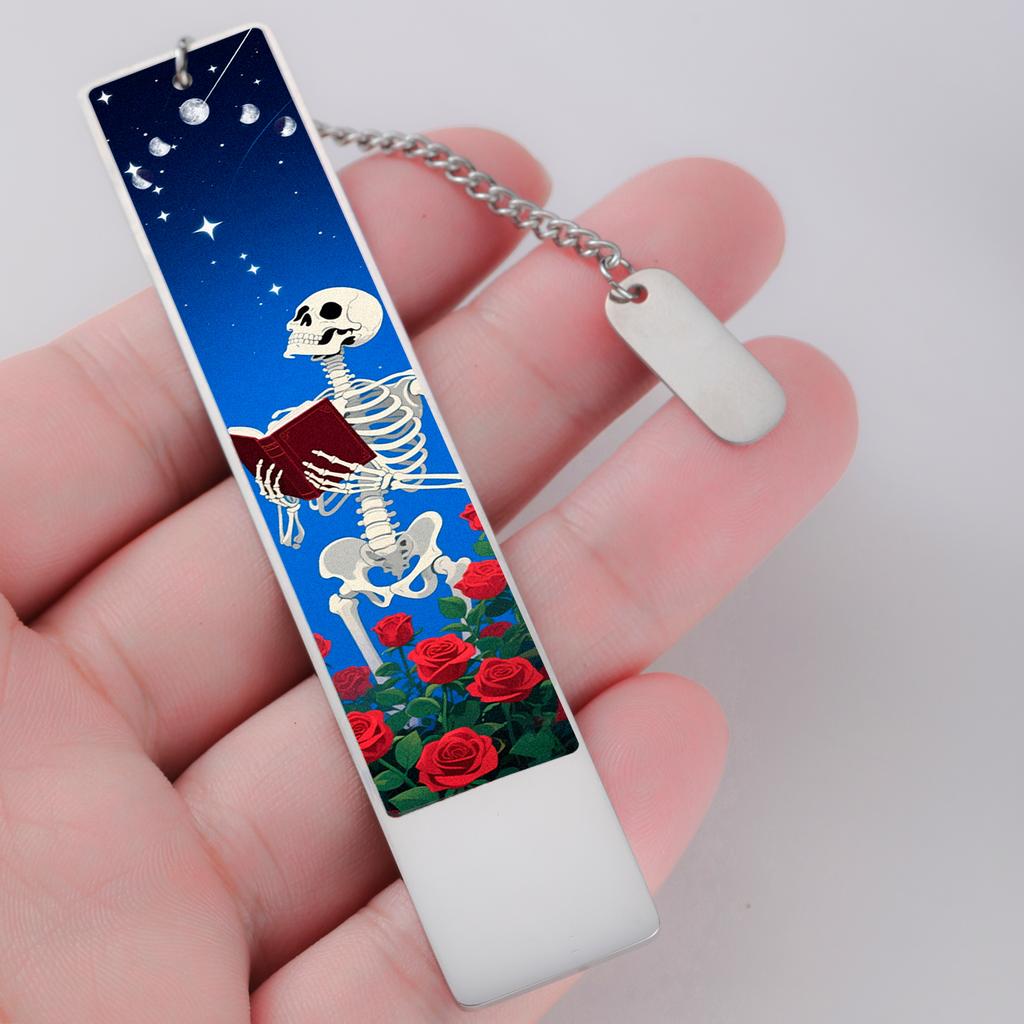 My Shape Gothic Horror Skeleton Metal Bookmark Stainless Steel Tassel Bookmark Study Reading Accessory Halloween Book Lover Gift