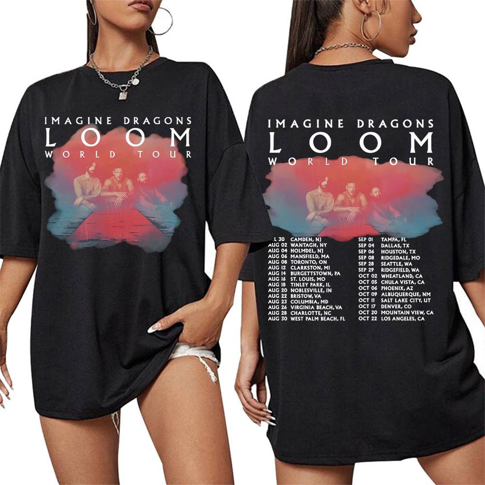 202526 Hot Sale Imagine Dragons Loom World Tour Cover TShirt Mens Womens Leisure Hip Hop Pop Street Cotton TShirt Top