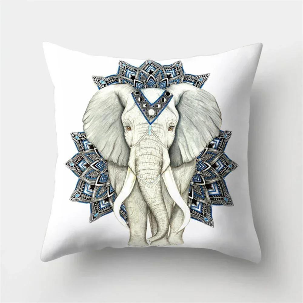 1 Pcs Cartoon Elephants Print Throw Pillow Cover Cushion Case Home Decoration