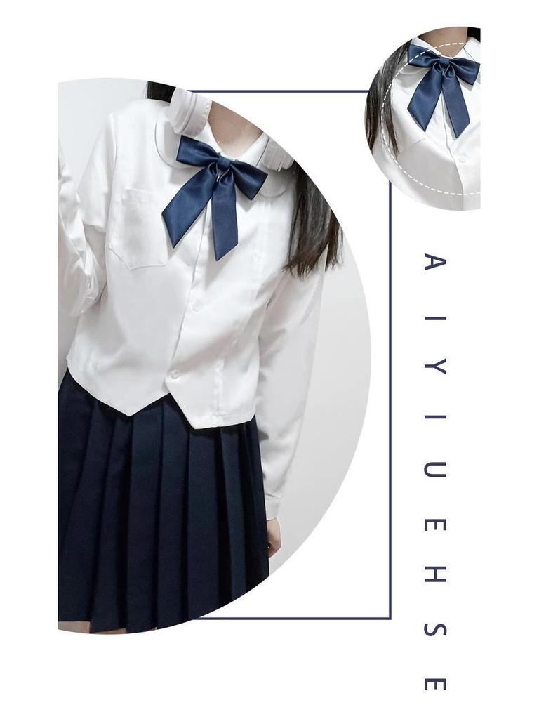 Early Autumn Women's Long-Sleeve White Japanese JK College Style Accordion Pleat Shirt