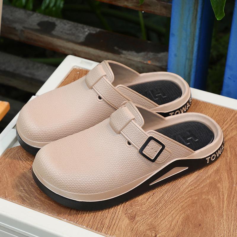 Yuzhihao Men s Closed-Toe Summer Mules: Outdoor Beach Sandals, Fashion Slides, Flat Bottom Shoes 42-43 хаки