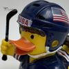 Niche Sports Event Peripheral Hockey Player Rubber Duck Resin Figurine, Statue with Complete Helmet Sturdy Sculpture Stick Jersey Gear, Weatherproof