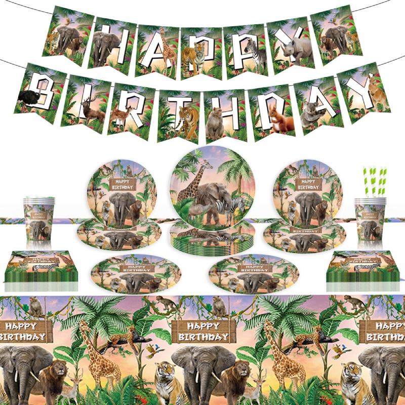 Jungle Animal Zoo Birthday Party Decorations For Boys Jungle Theme Party Supplies For 1st Birthday Tableware Included