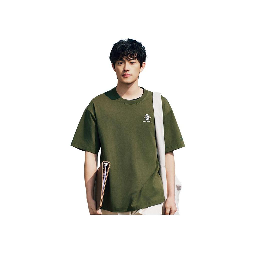 Anta X Zola Artist Collaboration Lifestyle Series Solid Color Comfortable Versatile Short Sleeve T-Shirt Men Tops Balen-Green 952528114-3