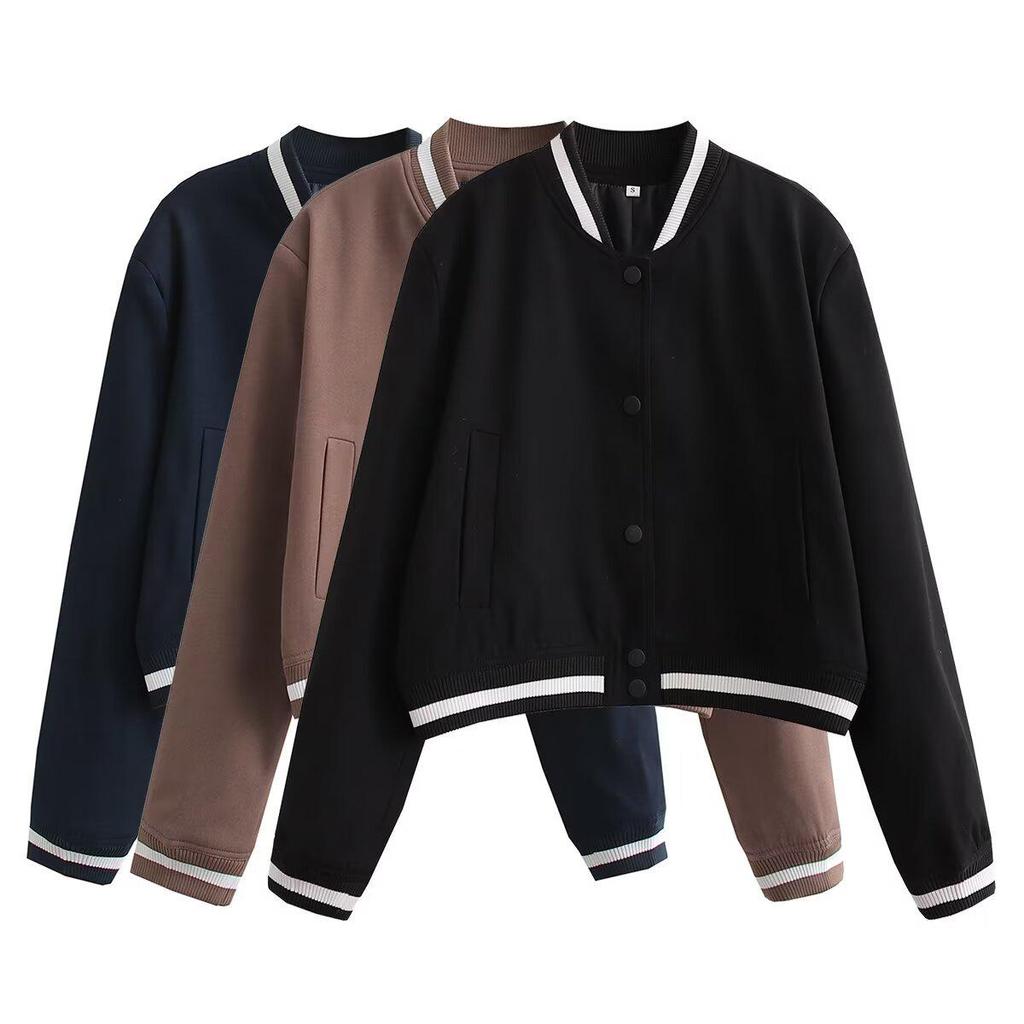 European and American Women's Casual Long-Sleeve Baseball Jacket