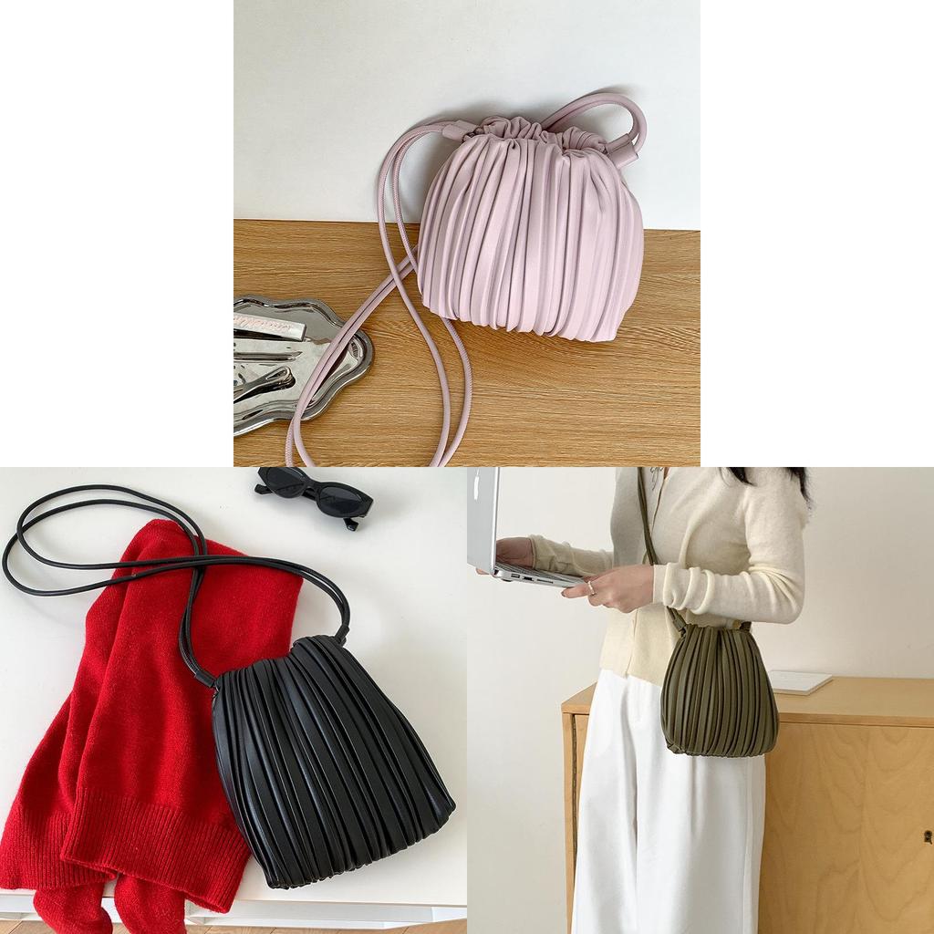 Pu Pleated Crossbody Bag With Magnetic Closure For Daily Casual Use