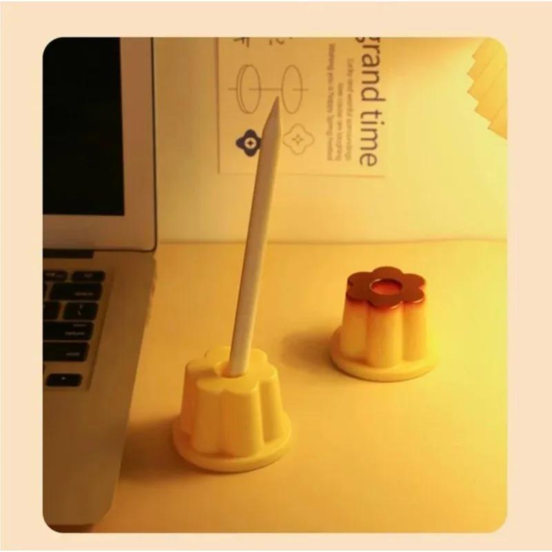 1pc Cute Pudding Pen Holder Student Cute Cartoon Creative Desktop Ornament Jelly Shape Pen Hole Pencil Slot Pencil Storage Stand