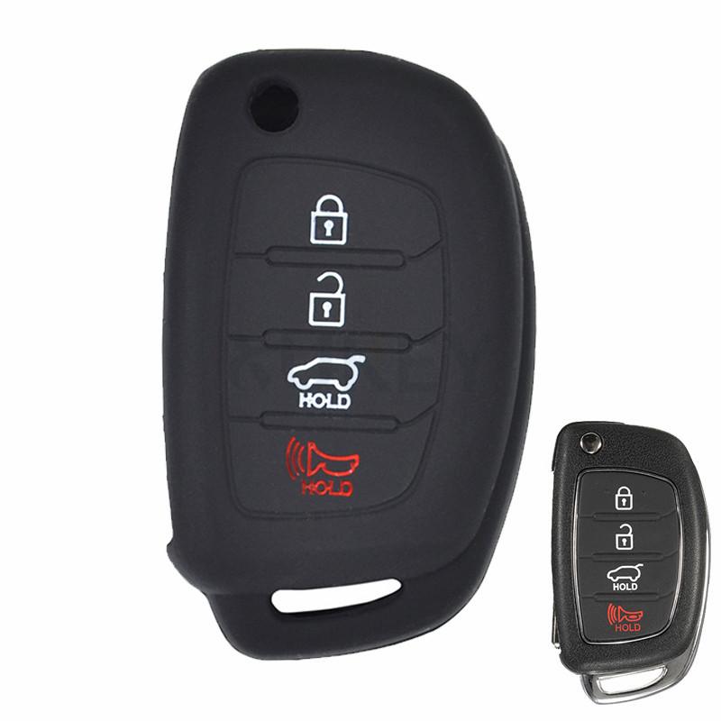 Silicone Car Key Case For Hyundai Creta Tucson Santa Fe Elantra Sonata I10 I20 I30 I40 I25 Ix35 Remote Shell Fob Cover Pocket