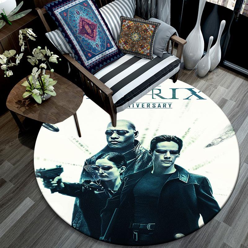 Matrix Poster pattern round rug,Carpet Rug for Living Room Bedroom Playroom ,Non-slip Floor Mat,Holiday Gifts and Birthday Gifts.