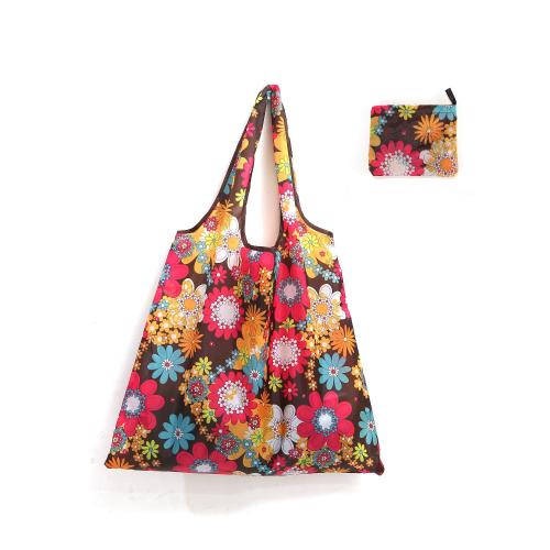 Foldable Reusable Shopping Bag Hidden Handle Tote Lightweight Grocery Storage Pouch with Inner Pocket for Travel Camping Beach