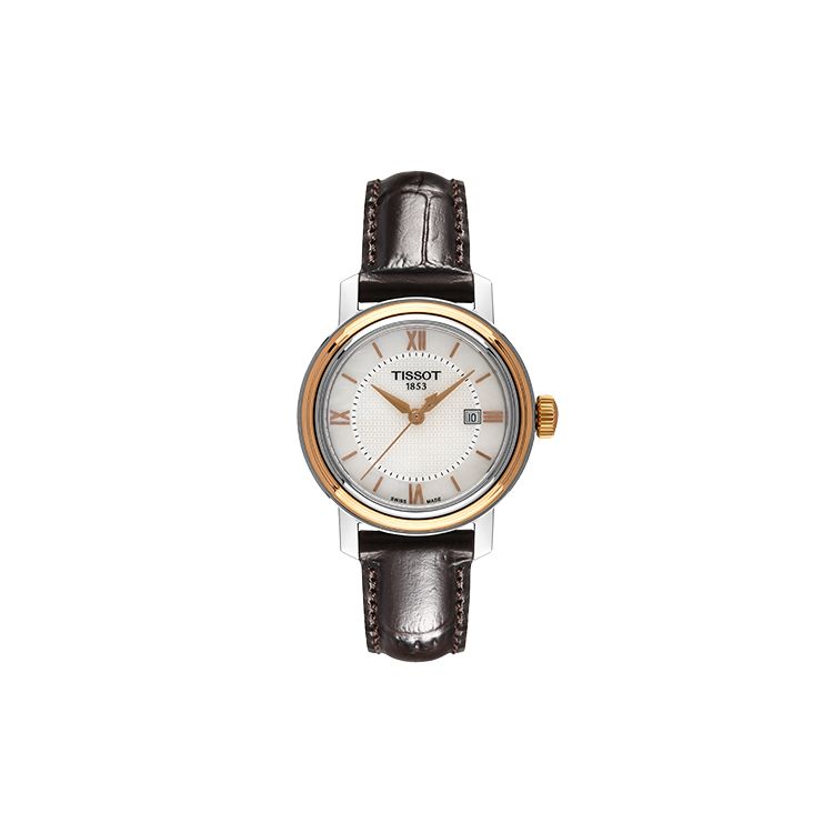 TISSOT Montre  S&eacute;rie Portofino Mouvement Quartz &Eacute;tanche 50M Cadran Blanc 29mm Bo&icirc;tier en Acier Inoxydable Bracelet en Cuir Montres pour Femmes T097.010.26.118.00 Dark Brown Strap