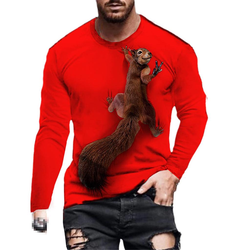 Squirrel 3D Print T-Shirts Men Woman Casual Round Neck Long Sleeve T Shirt Streetwear Harajuku Pullovers Tees Tops Kids Clothing