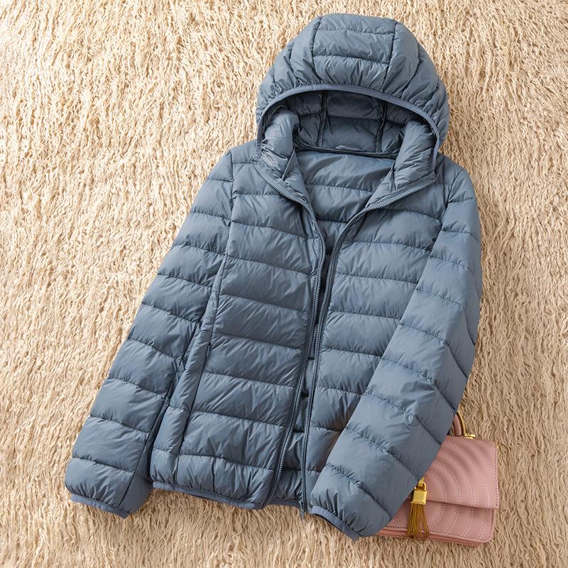 Women's Lightweight Down Jacket Short Warm Fashionable Hooded Lightweight Fitted Outerwear