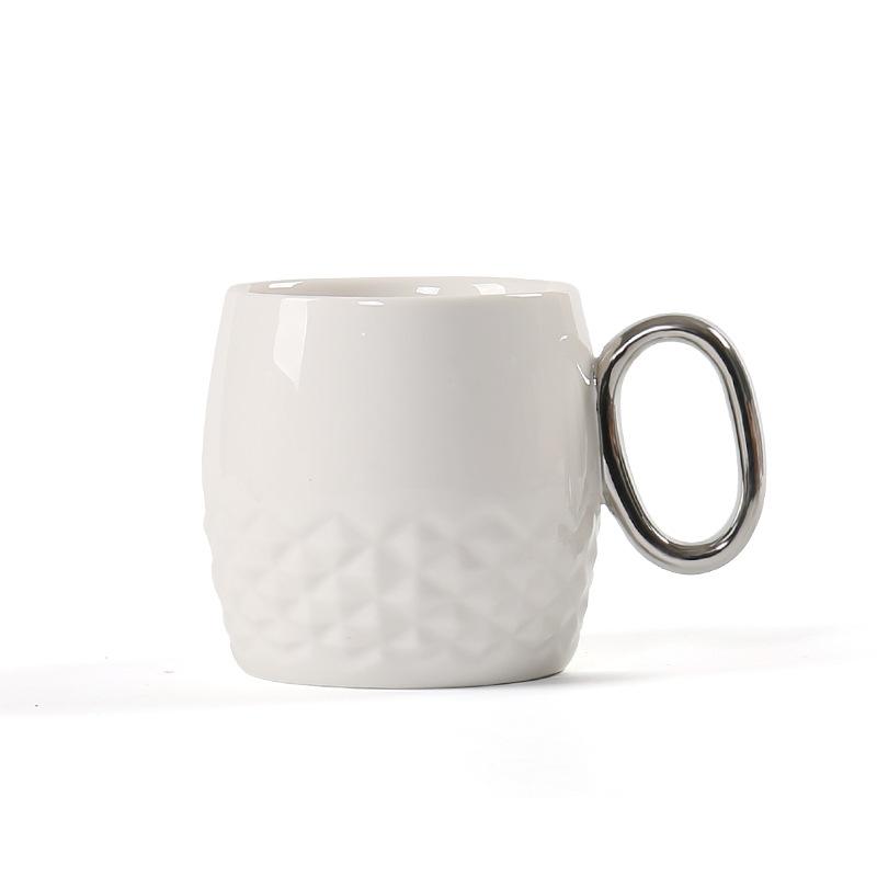 Ceramic Water Cup Xingba Coffee Cup Pineapple Gold Handle Black Office Cup High-End Gift