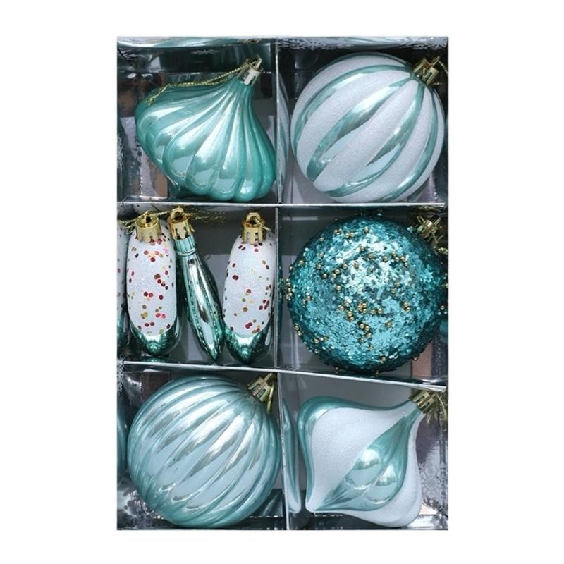 

8PCS Colorful Christmas Tree Decorations With Unique Artwork Durable Plastic Ornament For Indoors Outdoor Use зелений