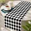 Easy Care Table Decor Modern Geometric Runner, Black And White Checkered Casual Texture Dining Room Accessory 72 Inch Striped Runner for Stylish