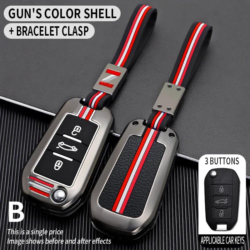 3 Bottons Metal Car Key Cover Fob Case Shell For Peugeot 2008 3008 308 408 508 4008 5008 For Citroen C4 C6 C3-Xr