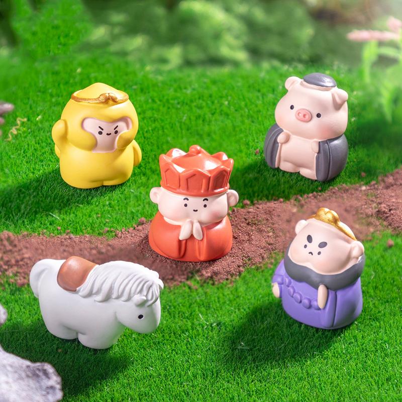 5Pcs/Set Cartoon Mini Resin Journey To The West Doll Miniatures Figurines Ornament Cute Fairy Garden Micro Landscape Diy Craft