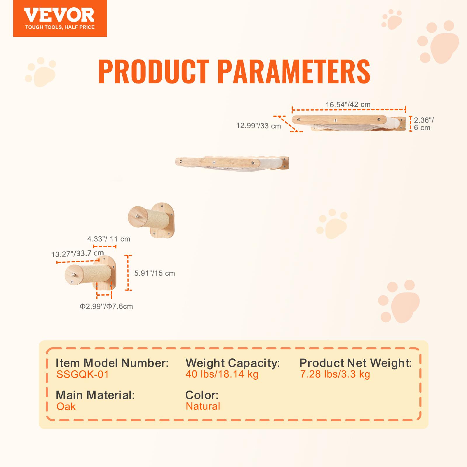 SucceBuy Wall Mounted Cat Shelves Cat Wall Shelves and Perches with Jumping Boards Hammocks & Cat Tree Cat Furniture and Shelves