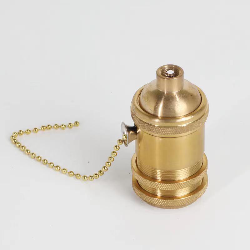 Vintage Copper Aluminum Lamp Holder with Knob Switch, E26/E27 Base, DIY Pendant Light Fixture Accessories.