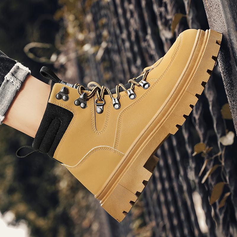 Nowe Męskie Klasyczne Jesienno-Zimowe Modne Wysokie Buty na Grubej Podeszwie do Skateboardingu Wygodne Miękkie Podeszwy Koszykarskie Sneakersy