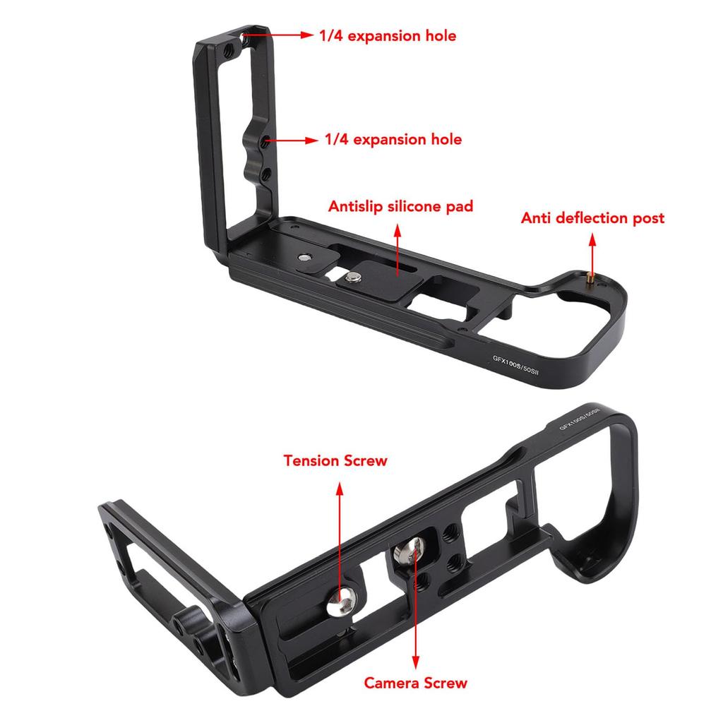 Acogedor Camera Metal QR L Plate for Aluminum Alloy L Bracket Compatible with Screw Hole GFX100S/GFX50SII, Handles, 1/4"