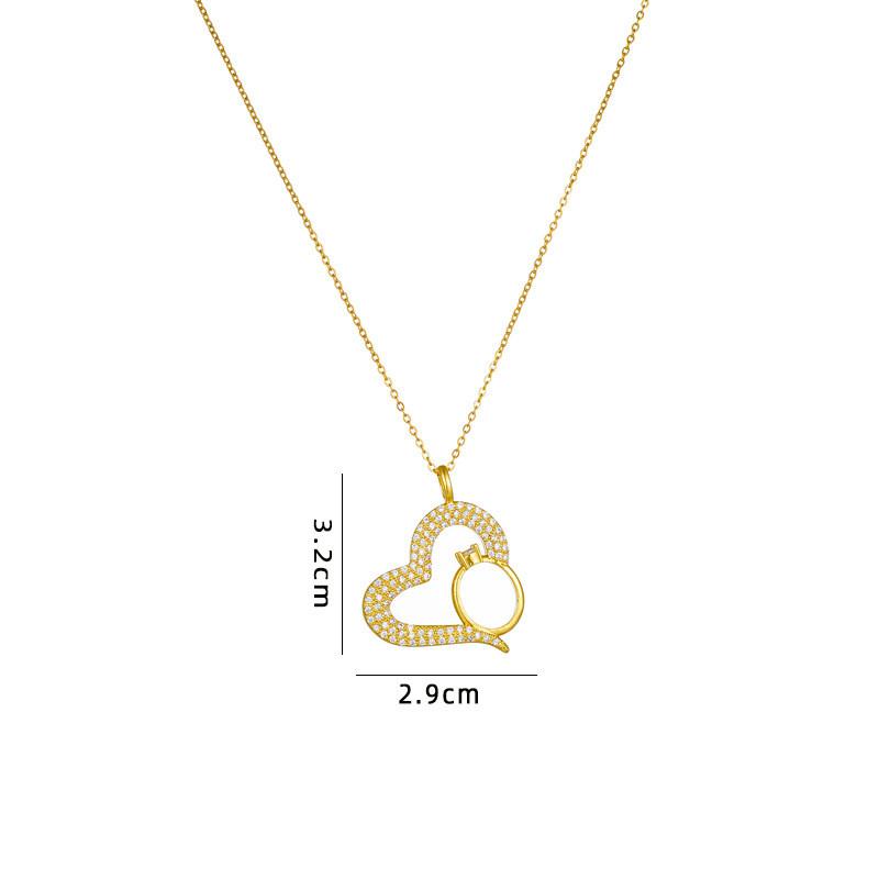 Hot Sell Heart Zircon Pendant Necklace Stainless Steel High Quality Geometric Choker Jewelry Party Gifts For Women Girls