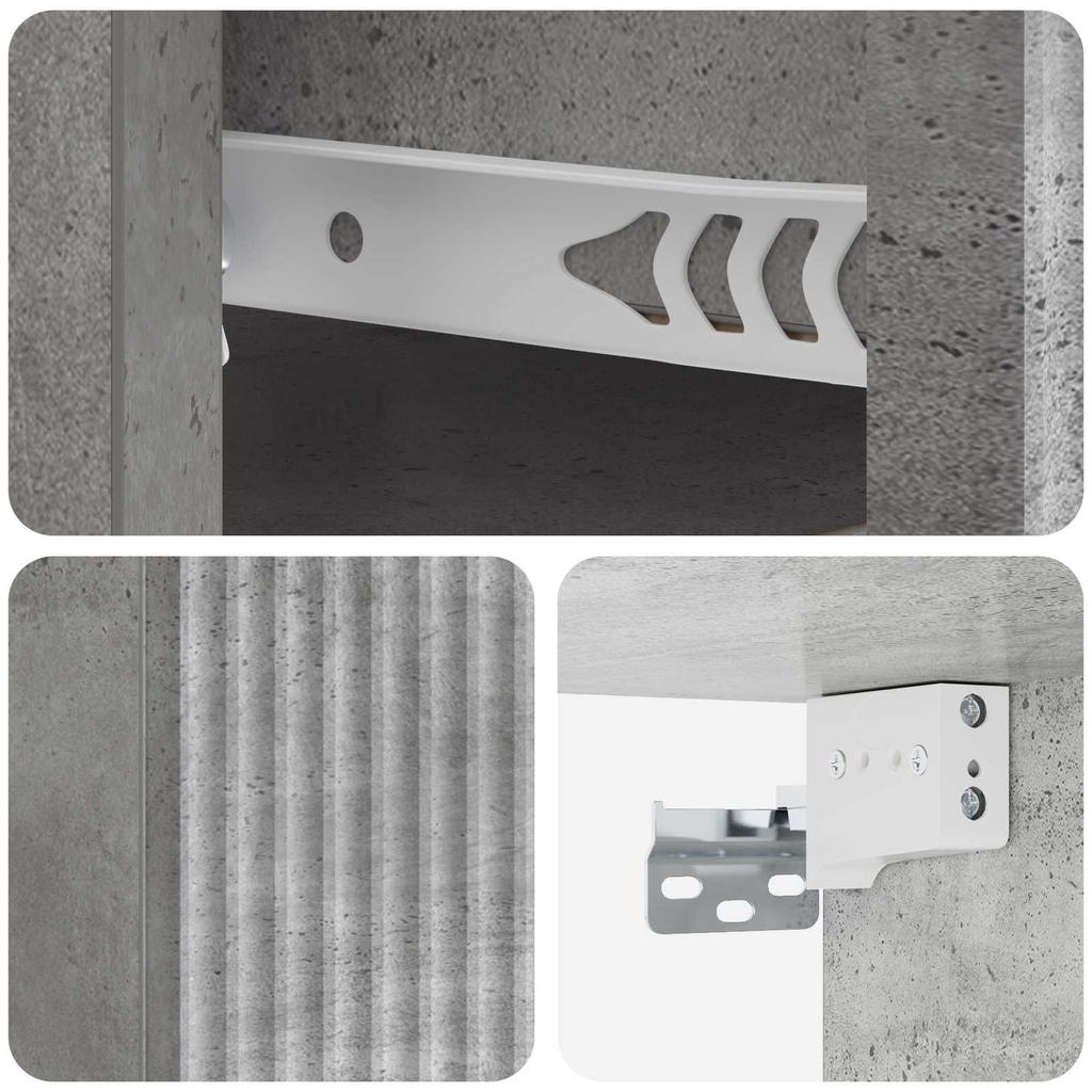 Wall Mounted Nightstand Concrete Grey 33 x 34.5 x 20 cm