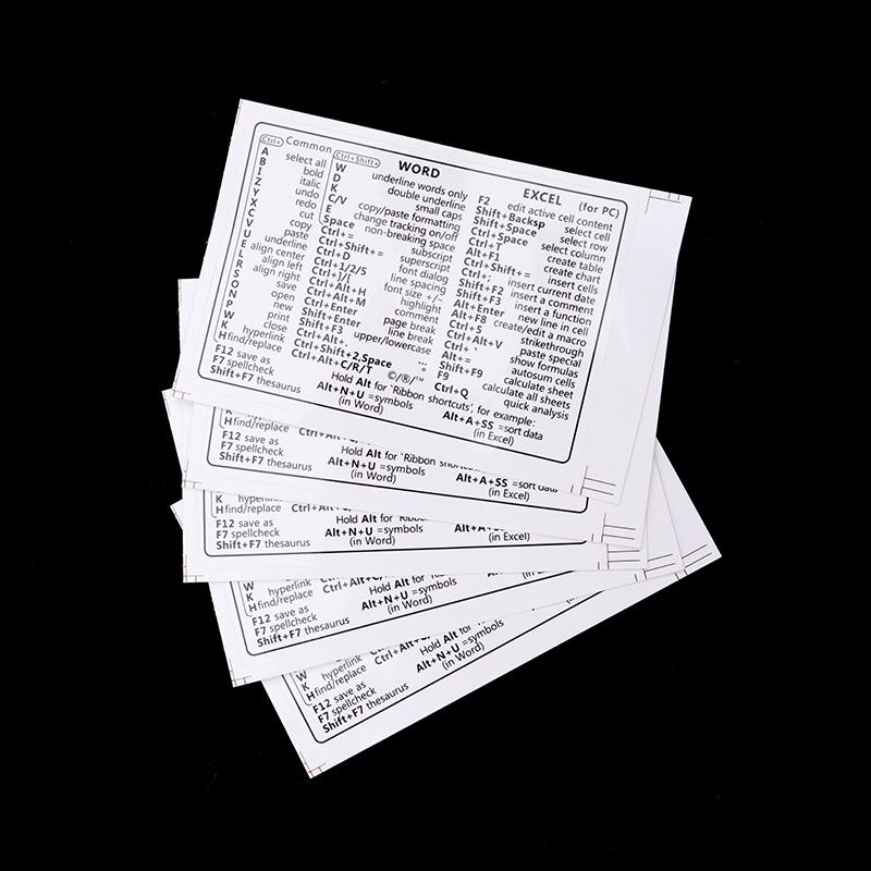 5 buc. Autocolant de referință pentru tastatură Windows/Word, Autocolant cu scurtături de computer, Autocolante adezive detașabile pentru ghid rapid de referință pentru tastatură