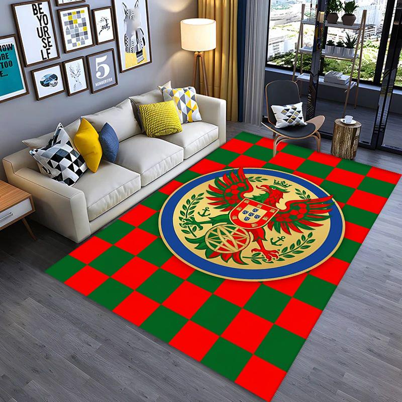 Royal Emblem Checkerboard Background carpet Living room and bedroom mats Suitable for all seasons Doormat Protective pad Fashion