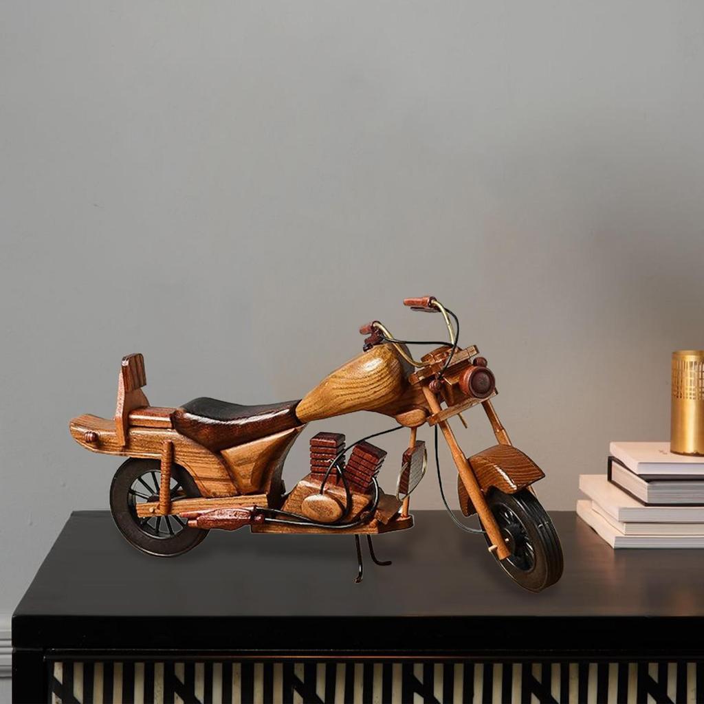 Wood Motorcycle Model Collectible Home Decoration Collectibles Vintage Design Motorbike Sculpture