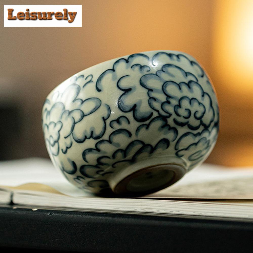 80 ml Antike chinesische Ru-Ofen-Porzellan-Teetasse Dehua Keramik Arhat-Tasse Großer Bauch Persönliche Teeschale Chazhan Kung Fu Teeset Geschenk