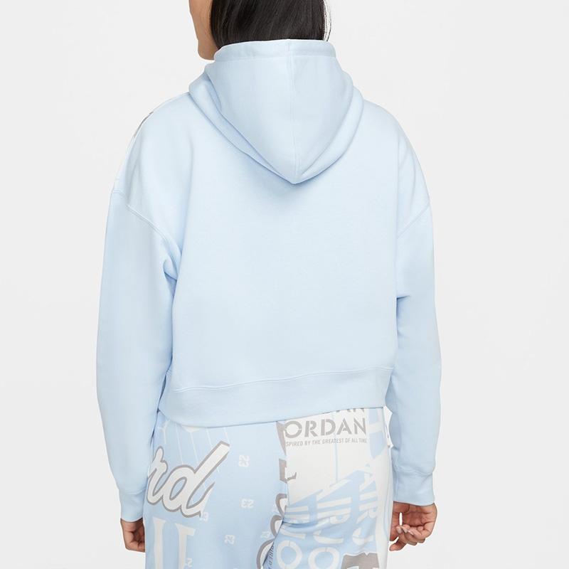 (WMNS) Air Jordan Funny Pattern Knit Short Pullover Hoodie Light Blue Women's DD9296-438