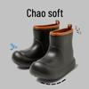 Korean-Style Chunky Heel High-Top Rain Boots for Women - Spliced Candy Color, Thick-Soled Rubber Shoes for All Seasons