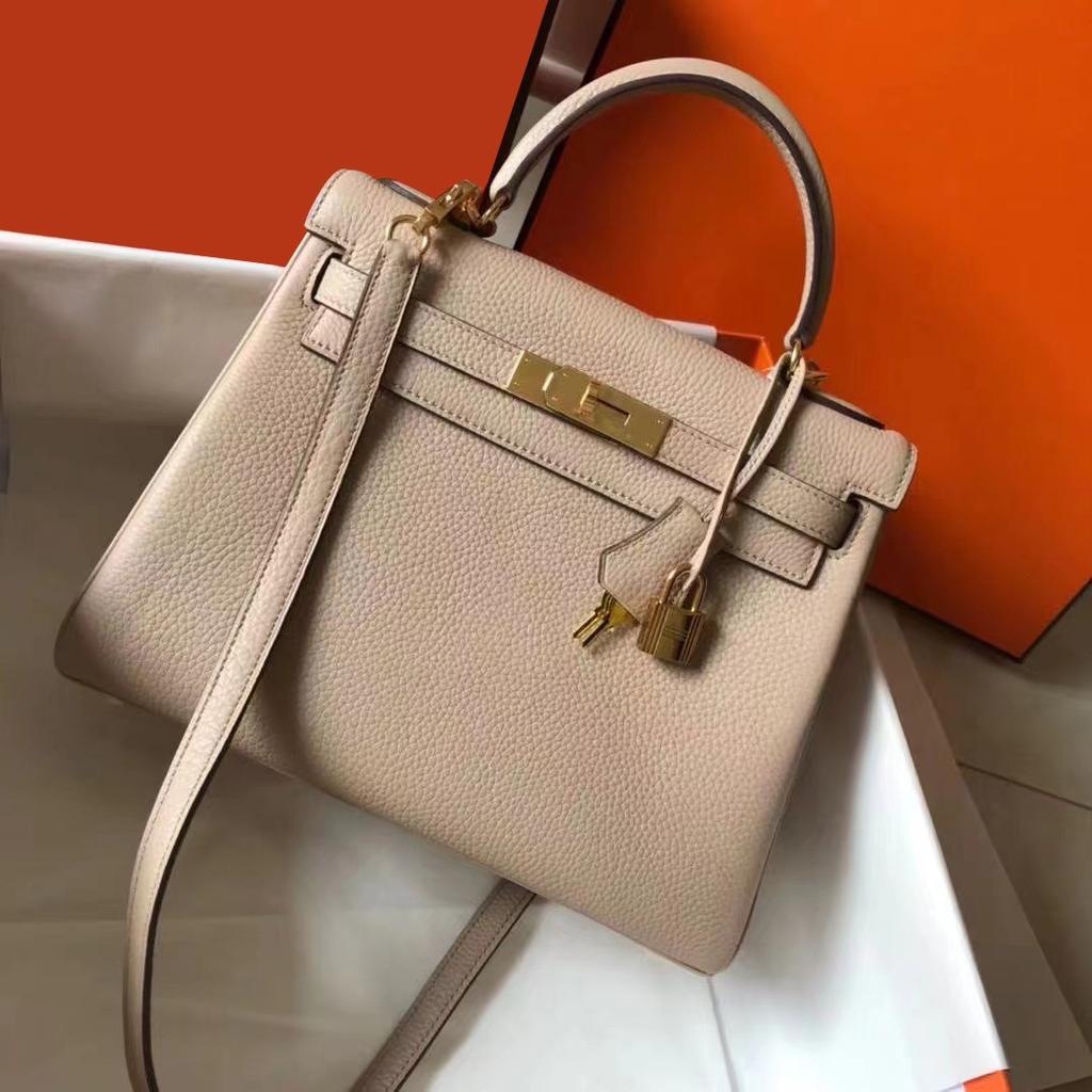 Haute couture leather KL bag 25/28cm lychee Togo top layer cowhide one-shoulder crossbody handbag for women