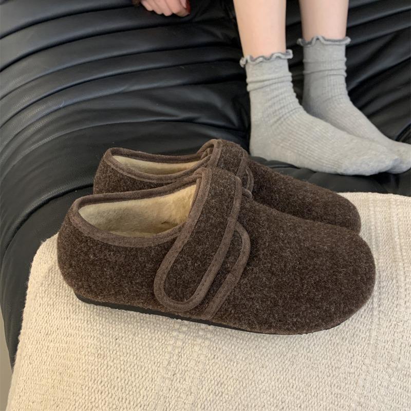 Fashion Women's Fashion Flat Shoes Winter New Round Head Deep Mouth Soft Sole Anti-slip Wear-resistant Low-top Shoes