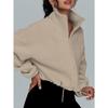 Women S Fleece Zip Up Stand Collar Long Sleeve Casual Jacket