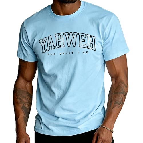 Christian Jesus T Shirts for Men Yahweh T-Shirt Casual Crew Neck Short Sleeve Tee Bible Verse God Faith Religious Graphic Tee