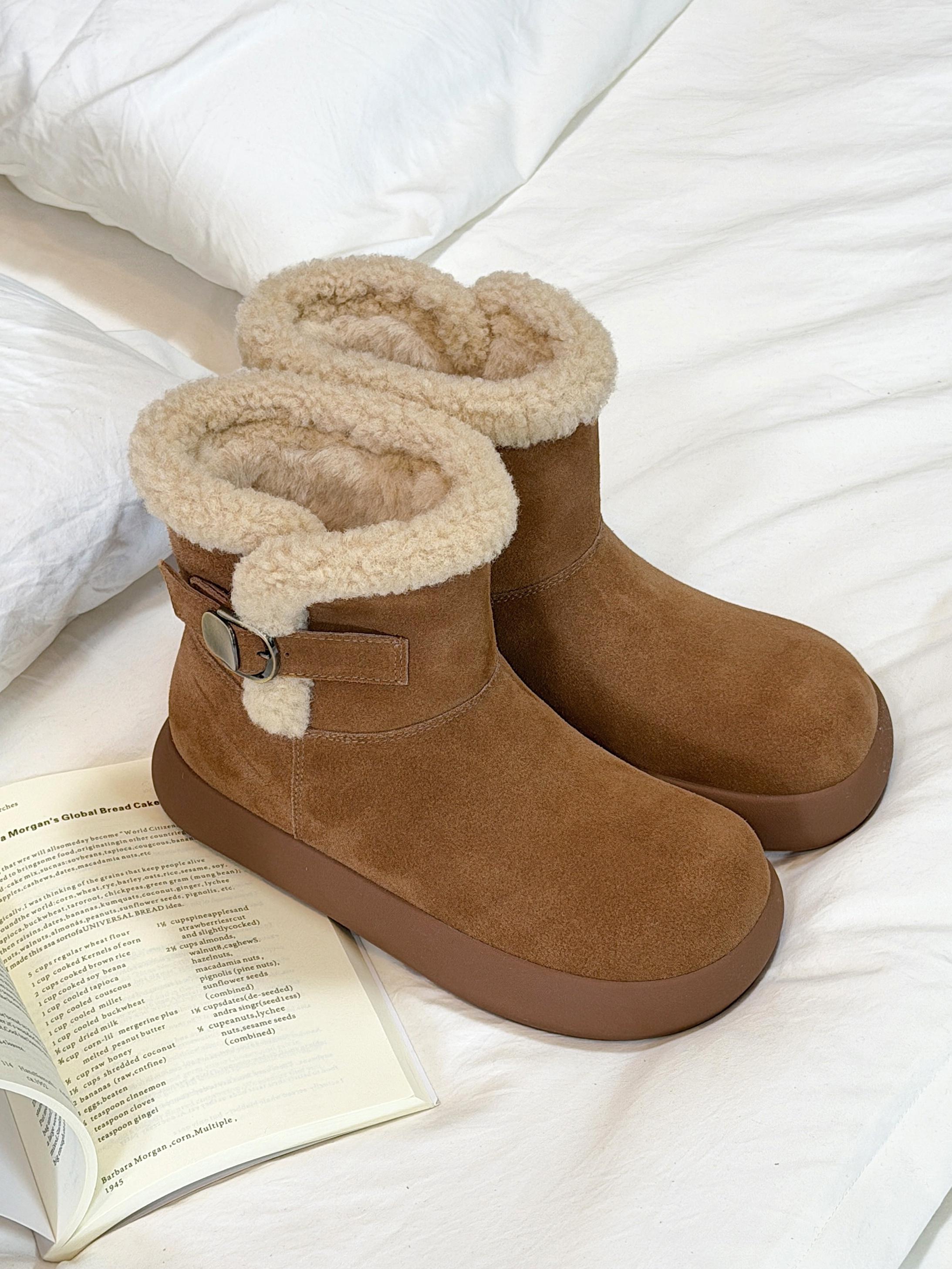 

Mao Mao Boken Snow Boots Women s 2025 Winter Fleece Thickened Warm Thick-soled Non-slip Short Boots Big Cotton Shoes Tide 40