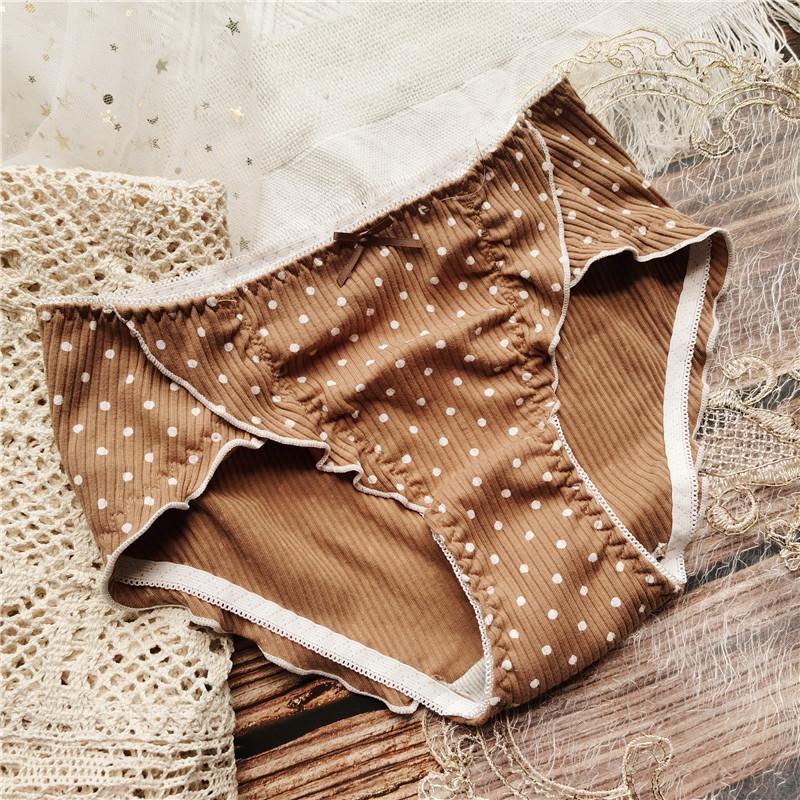 Sweet Fairy Polka Dot Ruffle Edge Low Rise Cotton Panties for Women