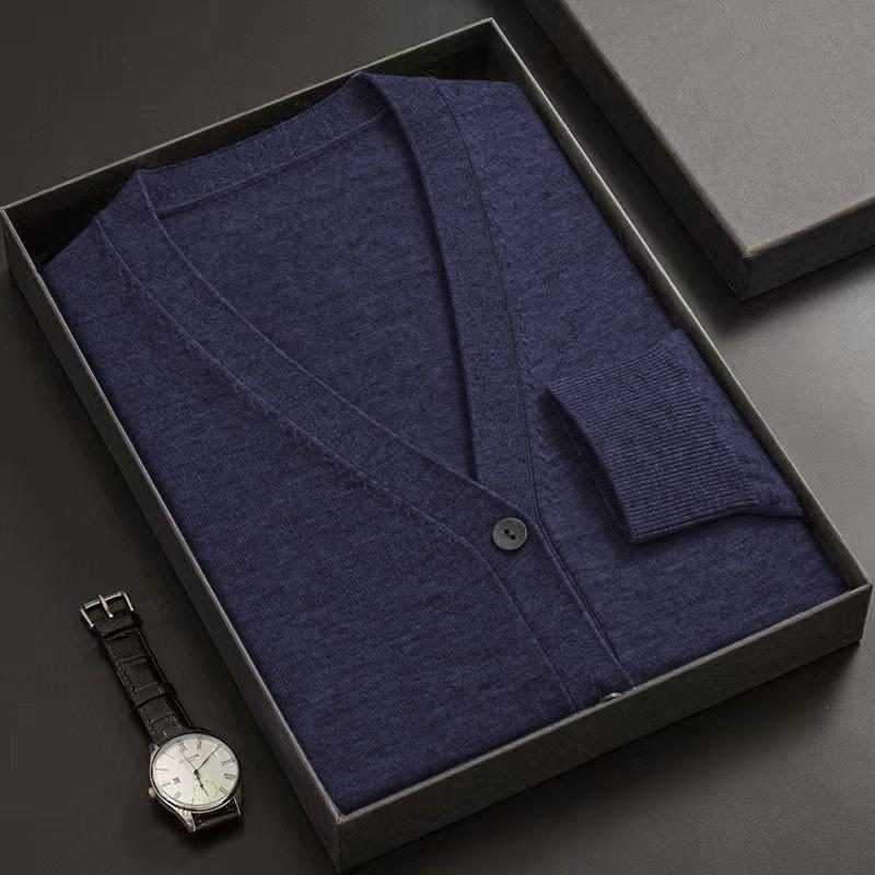 Neuer Herren Cardigan Pullovermantel V-Ausschnitt Langarm Knopfleiste Gestrickte Pullover Leicht Einfarbig Winter Dicke Oberbekleidung