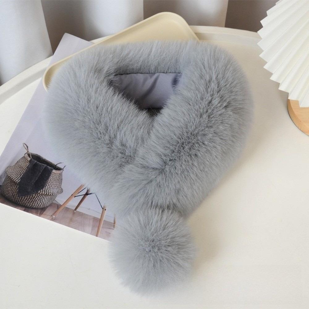 Magnetic Plush Scarf Keep Warm Cross Neck Warmer Elegant Imitation Fur Scarf  Outdoor серый
