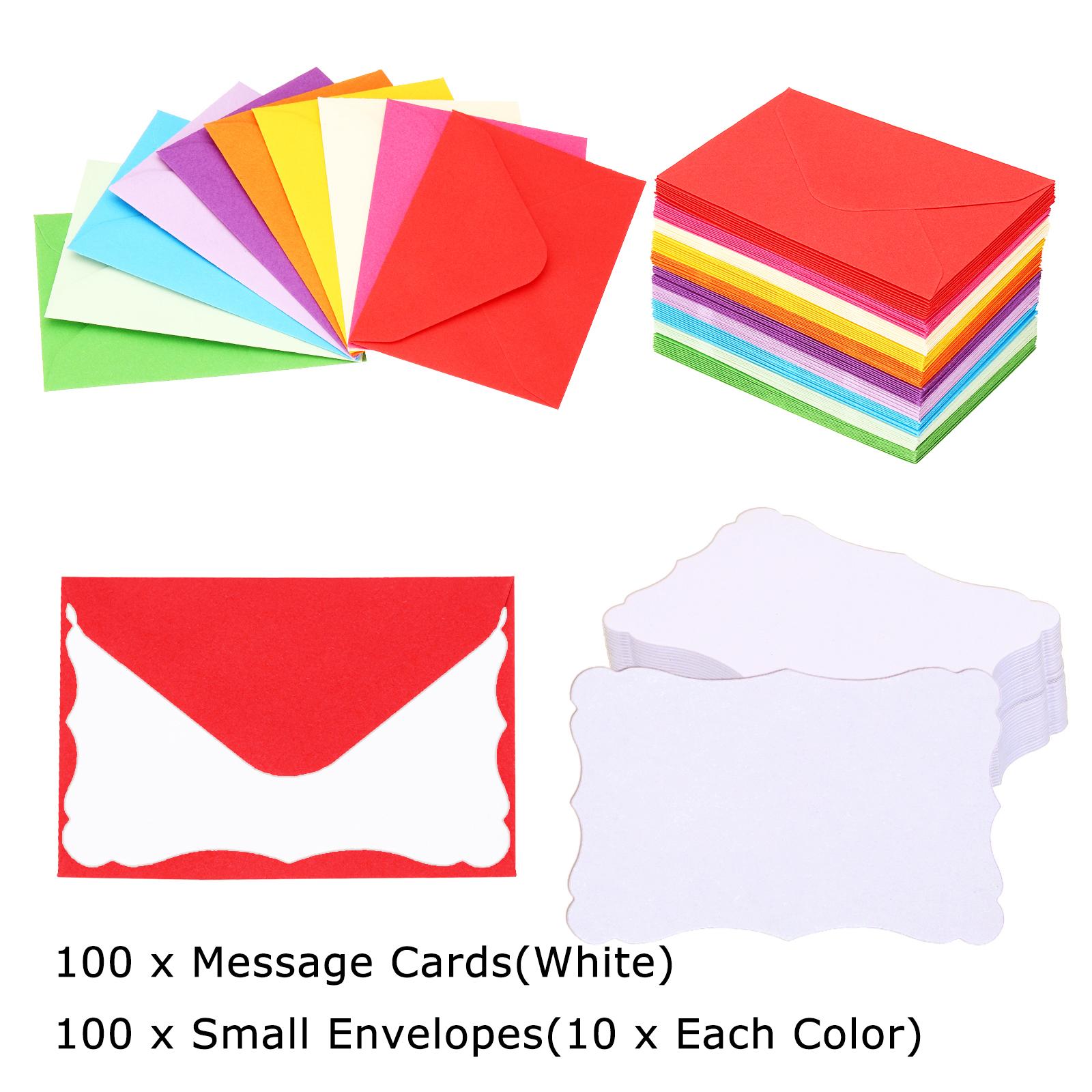100-300Pcs Mini Envelopes with Blank Paper Business Cards Small Index Flash Cards Words Message Note Card Mini Paper Tags Lace