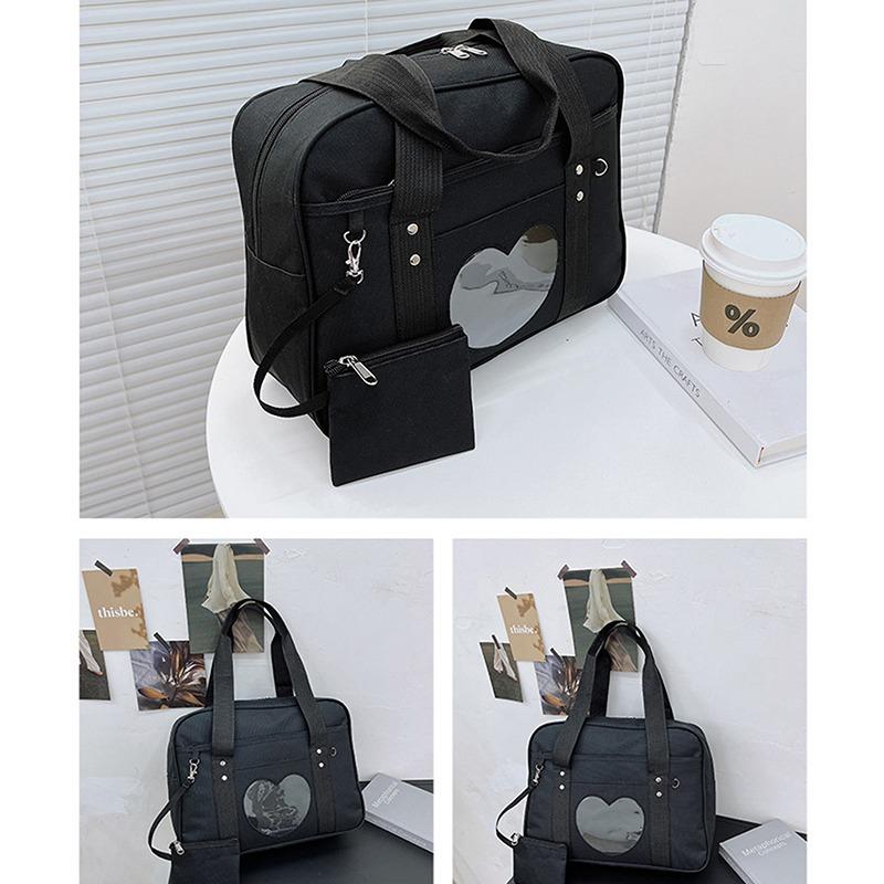 Japanese Lolita Heart JK School Uniform Bags Fashion Women Oxford  Women Student PU Handbag Cosplay Anime Shoulder Bag