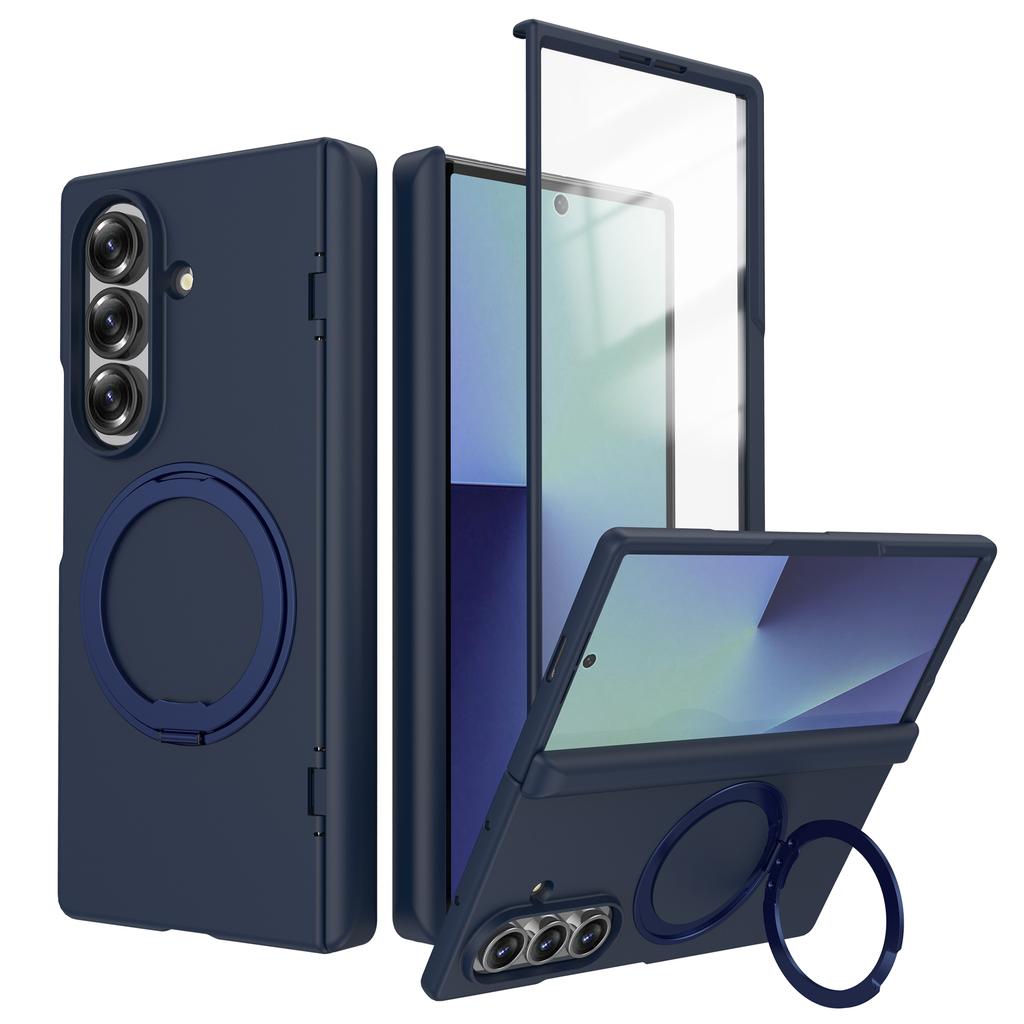 360° Rotating Magnetic Bracket Holder Hinge Magsafe Case for Samsung Galaxy Z Fold 7 6 Tempered Screen Glass Film Protect Wireless Charging Hard Cover