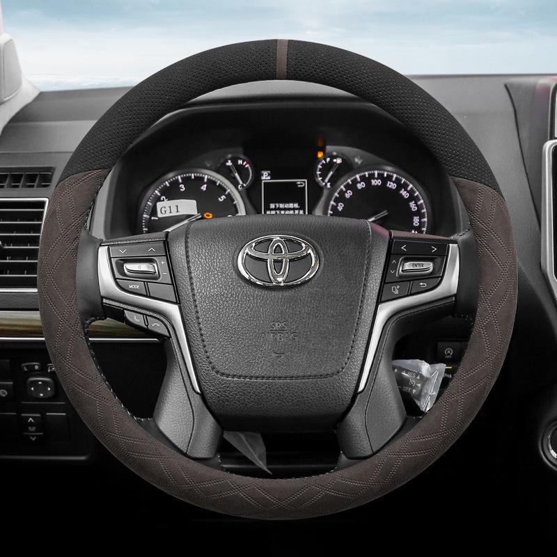 Suede Steering Wheel Cover for Toyota Prado, Camry (6th & 7th Gen), Reiz, Land Cruiser, and Land Cruiser Prado