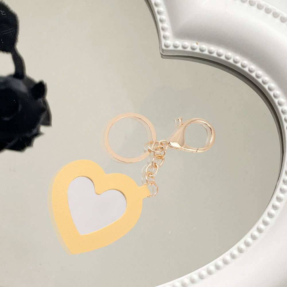 Trinket Heart Cosmetic Mirro Keyring with Key Ring Makeup Mini Mirror  Female Lady Girl
