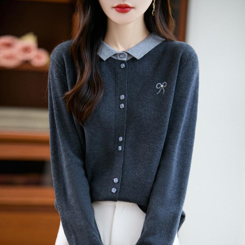 QingHe Cashmere Women's 30% Cashmere Cardigan - Soft & Warm Wool Blend Sweater