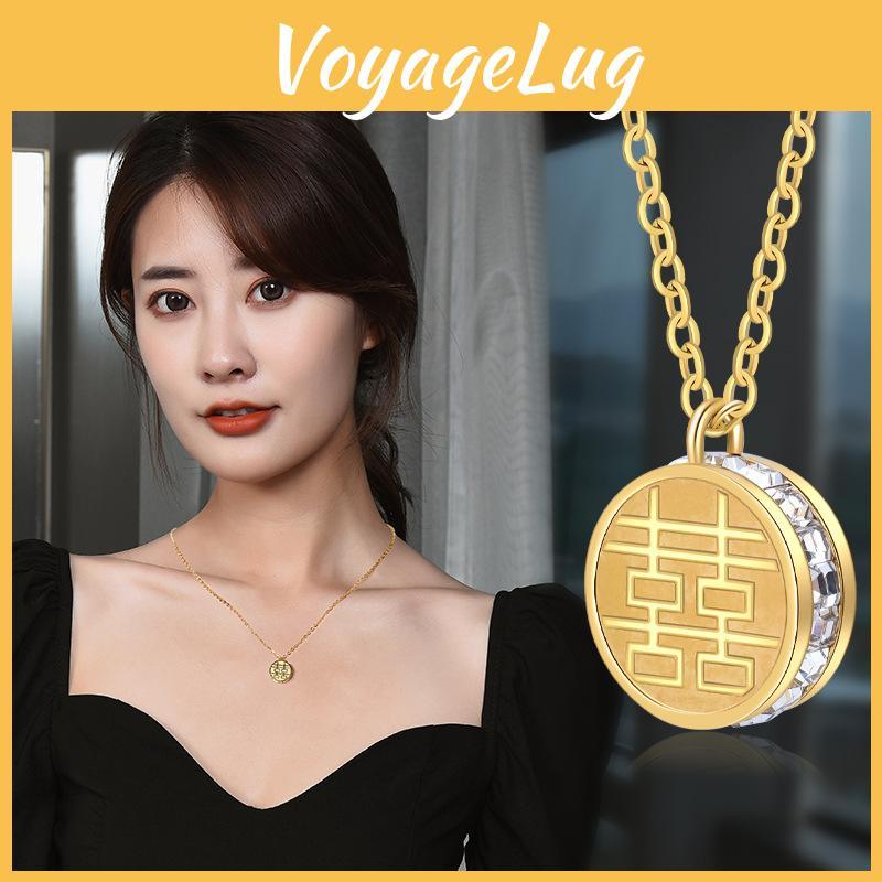 Elegant 2022 Chinese Style Double-sided Happiness Character Necklace For Women